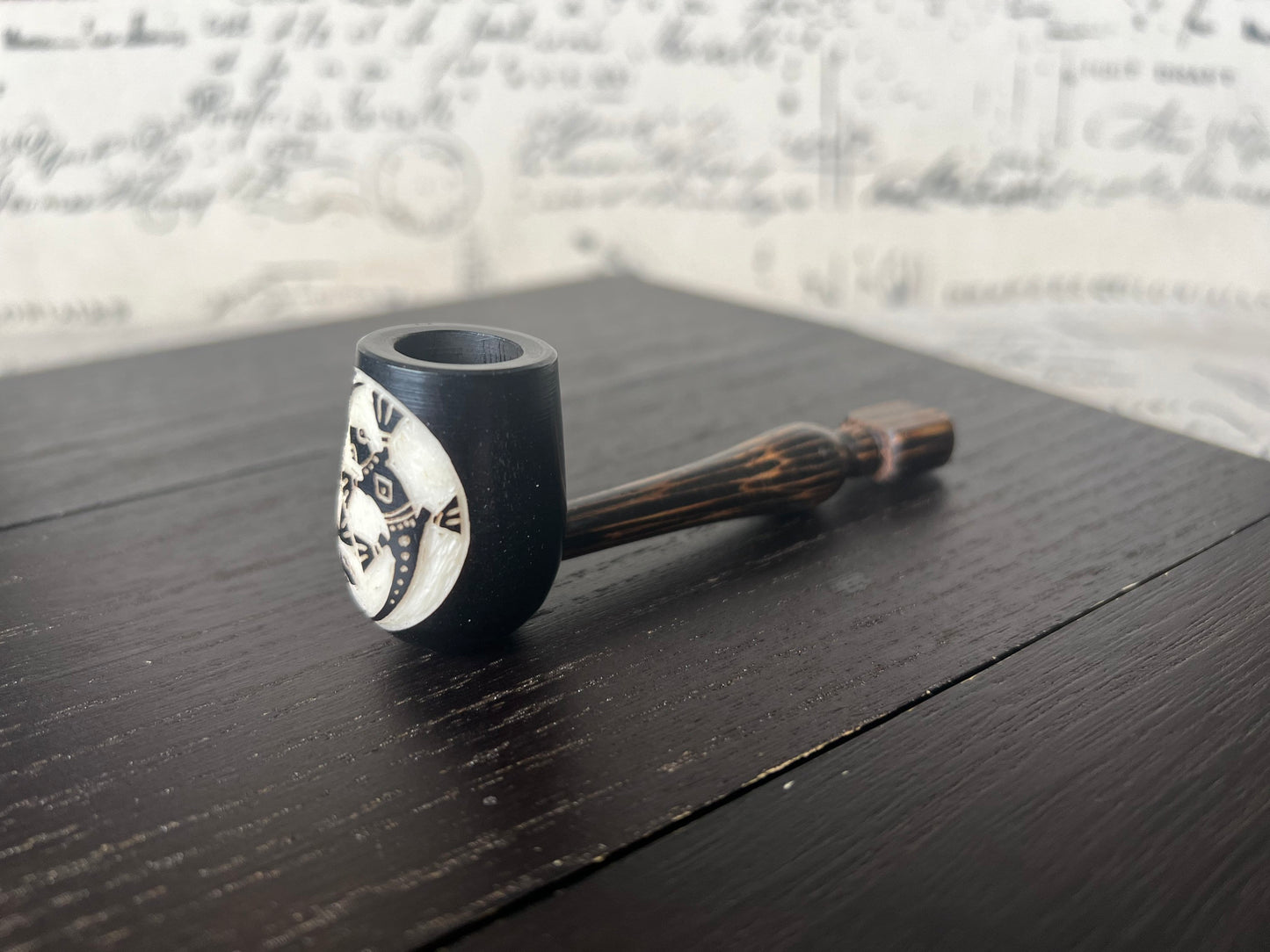 Smoking lizard pipe Handcrafted smoking pipe Handmade tagua nut and wood One of a kind tribal hand pipe Ceremonial ritual Reptile animals