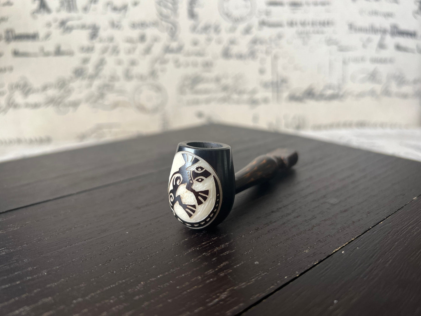 Iguana smoking pipe Handcrafted smoking pipe Handmade tagua and wood One of a kind tribal hand pipe Ceremonial ritual Reptile pocket pipe