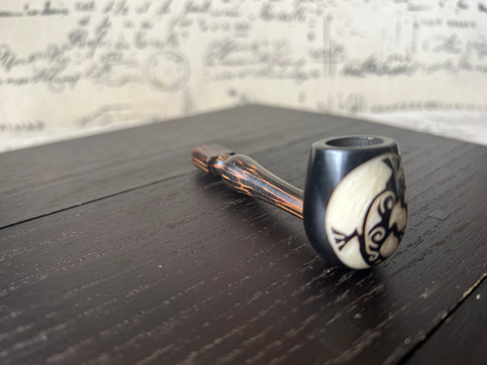 Iguana smoking pipe Handcrafted smoking pipe Handmade tagua and wood One of a kind tribal hand pipe Ceremonial ritual Reptile pocket pipe