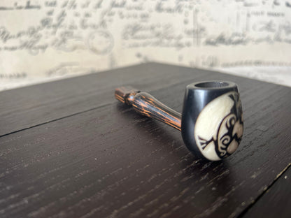 Iguana smoking pipe Handcrafted smoking pipe Handmade tagua and wood One of a kind tribal hand pipe Ceremonial ritual Reptile pocket pipe