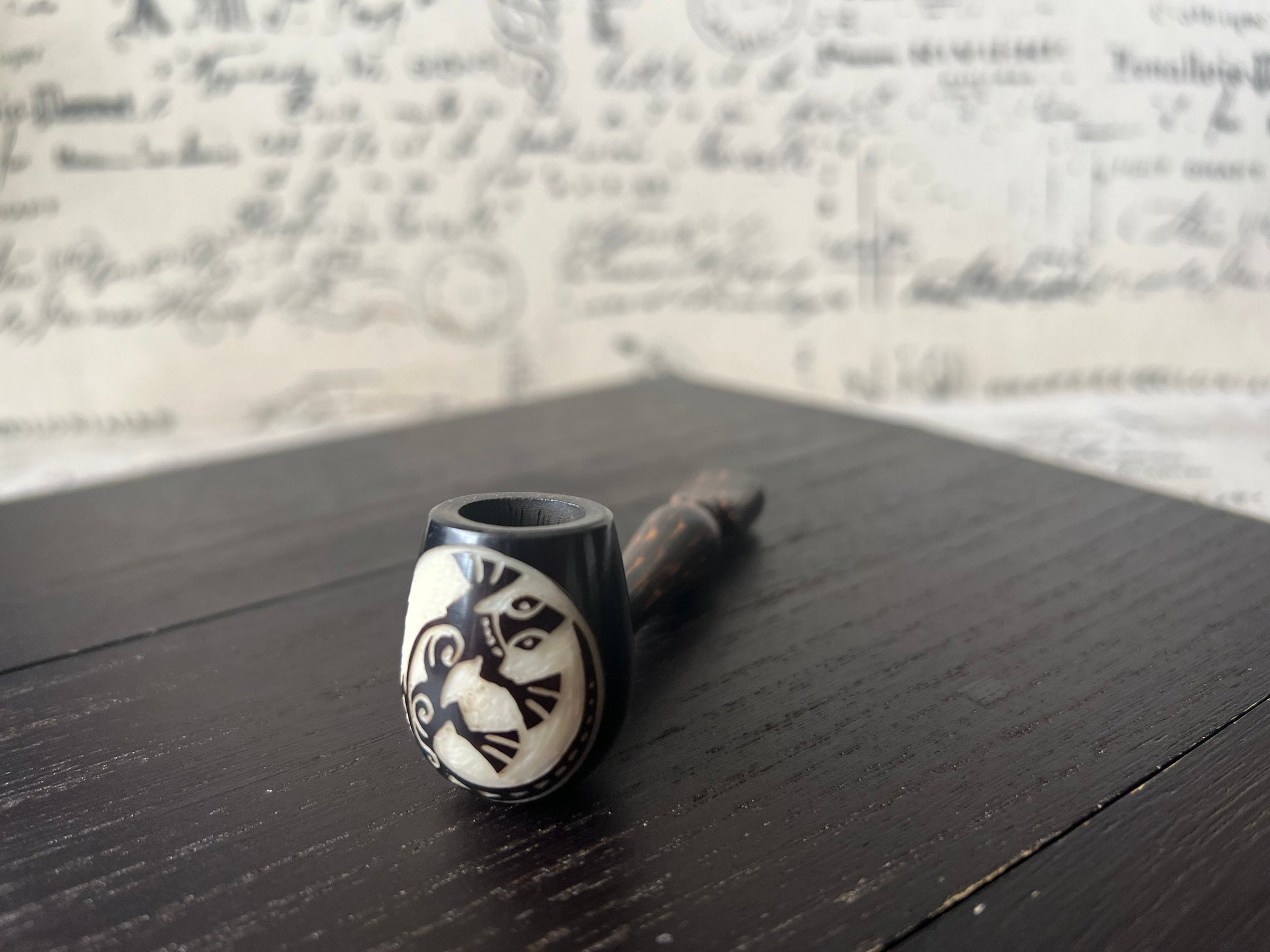 Iguana smoking pipe Handcrafted smoking pipe Handmade tagua and wood One of a kind tribal hand pipe Ceremonial ritual Reptile pocket pipe