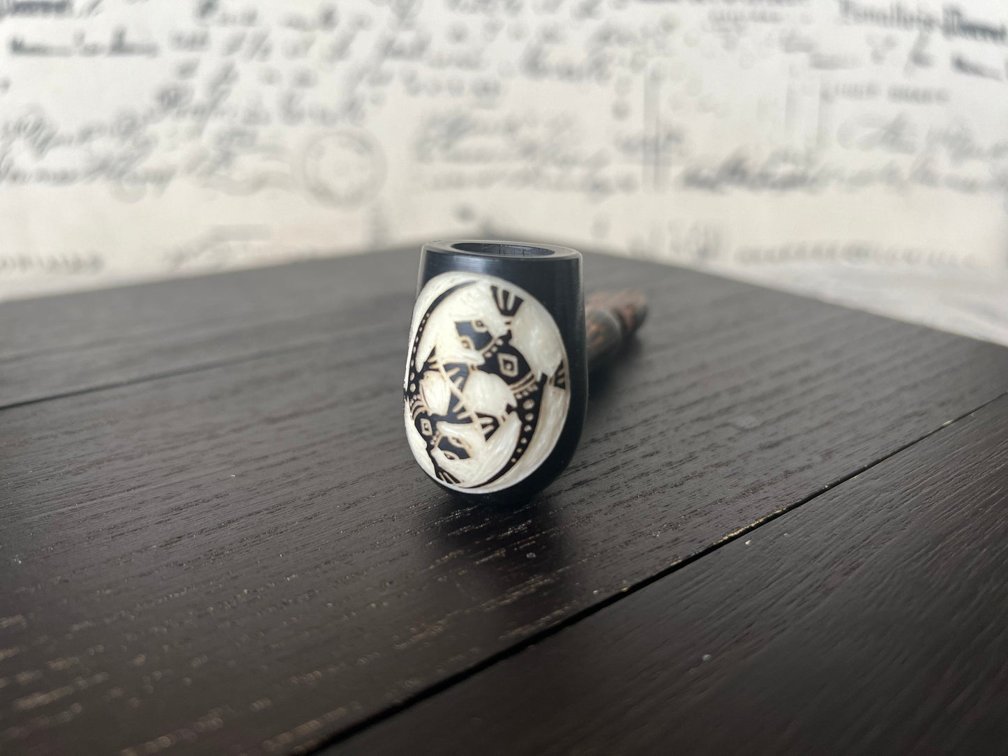 Smoking lizard pipe Handcrafted smoking pipe Handmade tagua nut and wood One of a kind tribal hand pipe Ceremonial ritual Reptile animals