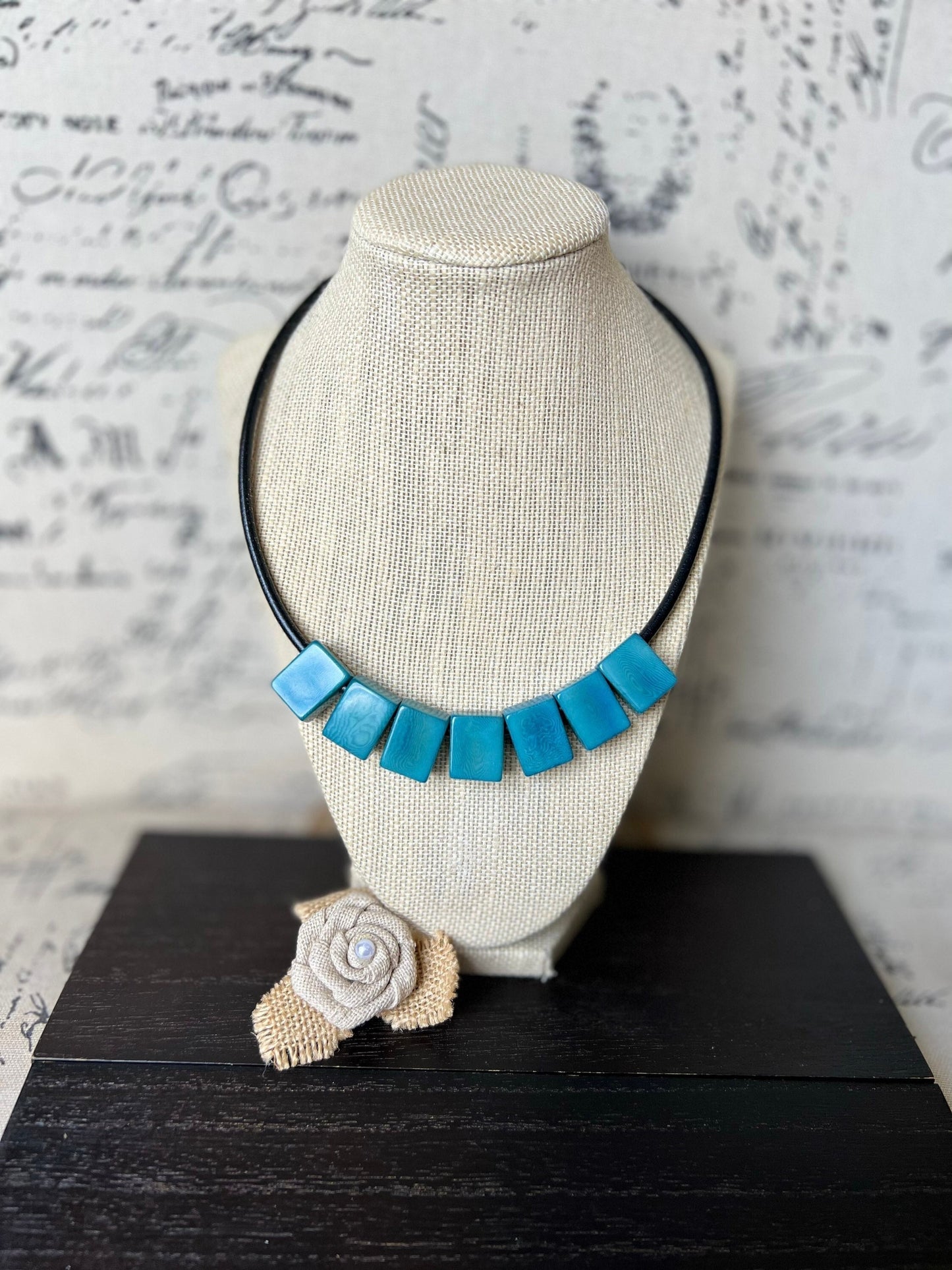 Turquoise beaded necklace Tagua jewelry Magnet clasp jewelry Wearable art Lightweight necklace Fall fashion 2025s Fall fashion 2025