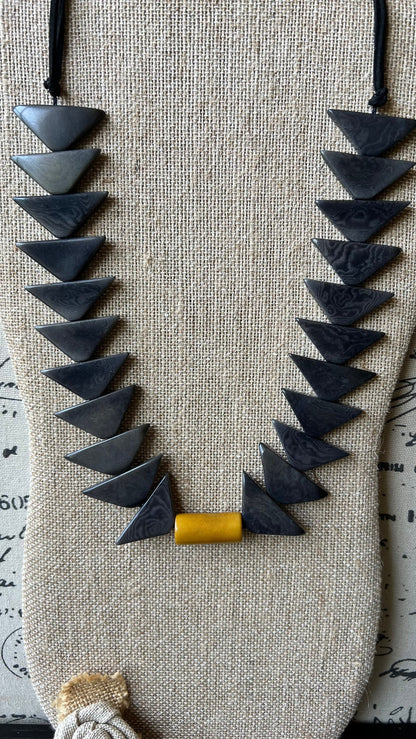 Gray bead necklace Tagua necklace Wearable art Lightweight necklace Adjustable cord Mothers day gift Statement handmade necklace Art to wear