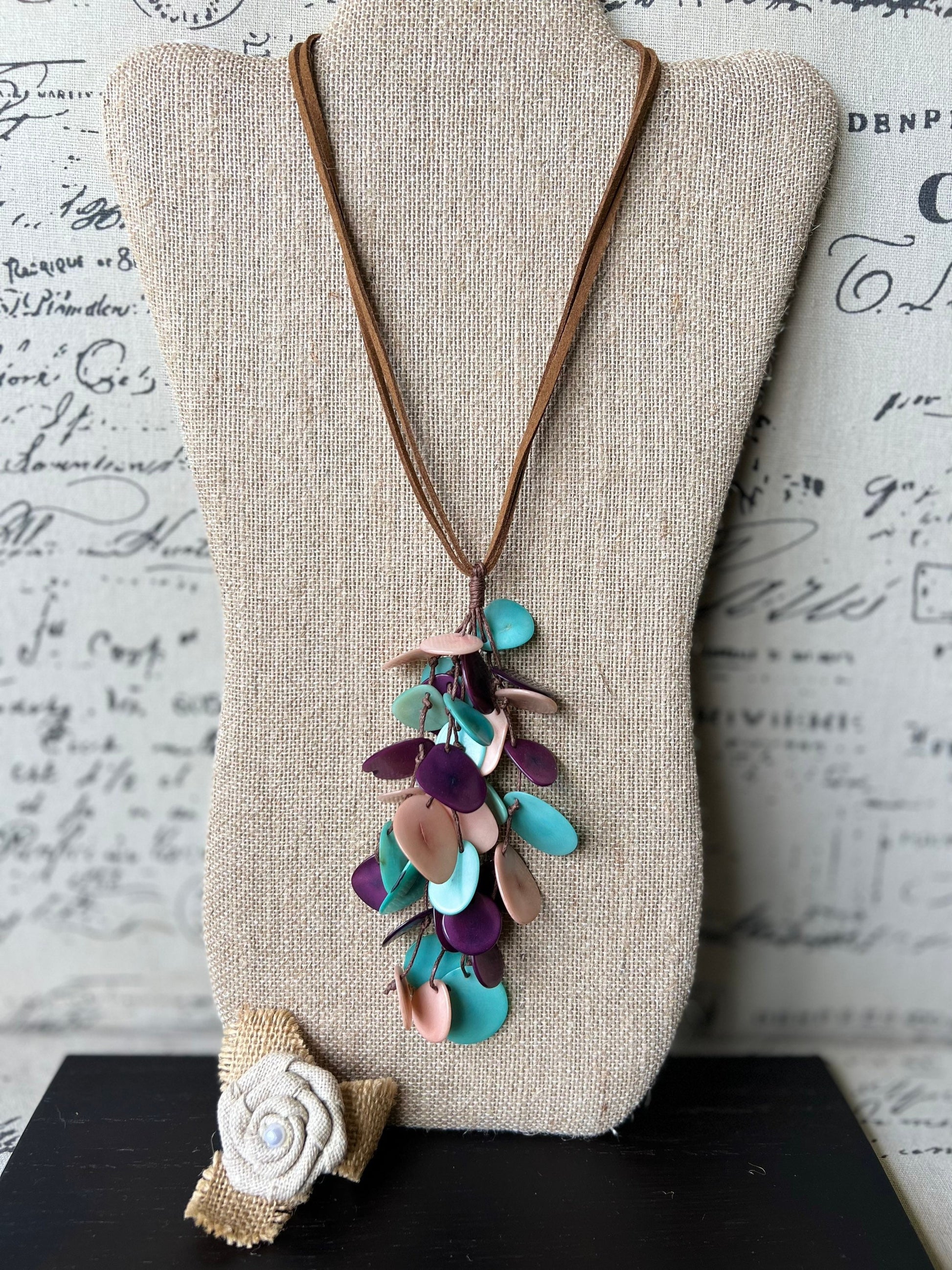 Multi color statement necklace Boho jewelry Tagua nut necklace Beaded pendant necklaces for women Fall fashion 2025 Fall fashion 2025s