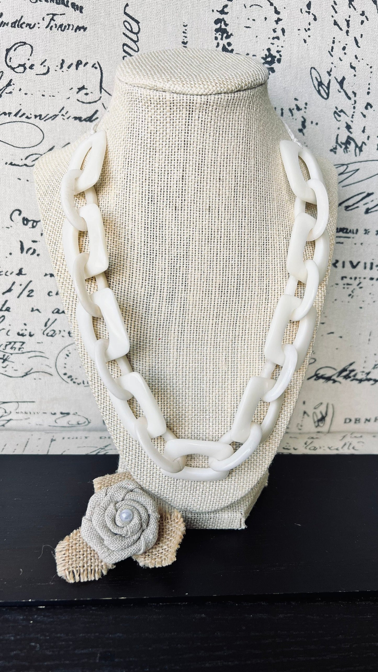 14 year Anniversary gift for wife Chunky chain link necklace Ivory color necklace Tagua jewelry Oversized bead Geometric statement necklace
