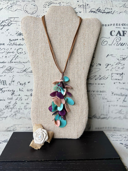 Multi color statement necklace Boho jewelry Tagua nut necklace Beaded pendant necklaces for women Fall fashion 2025 Fall fashion 2025s