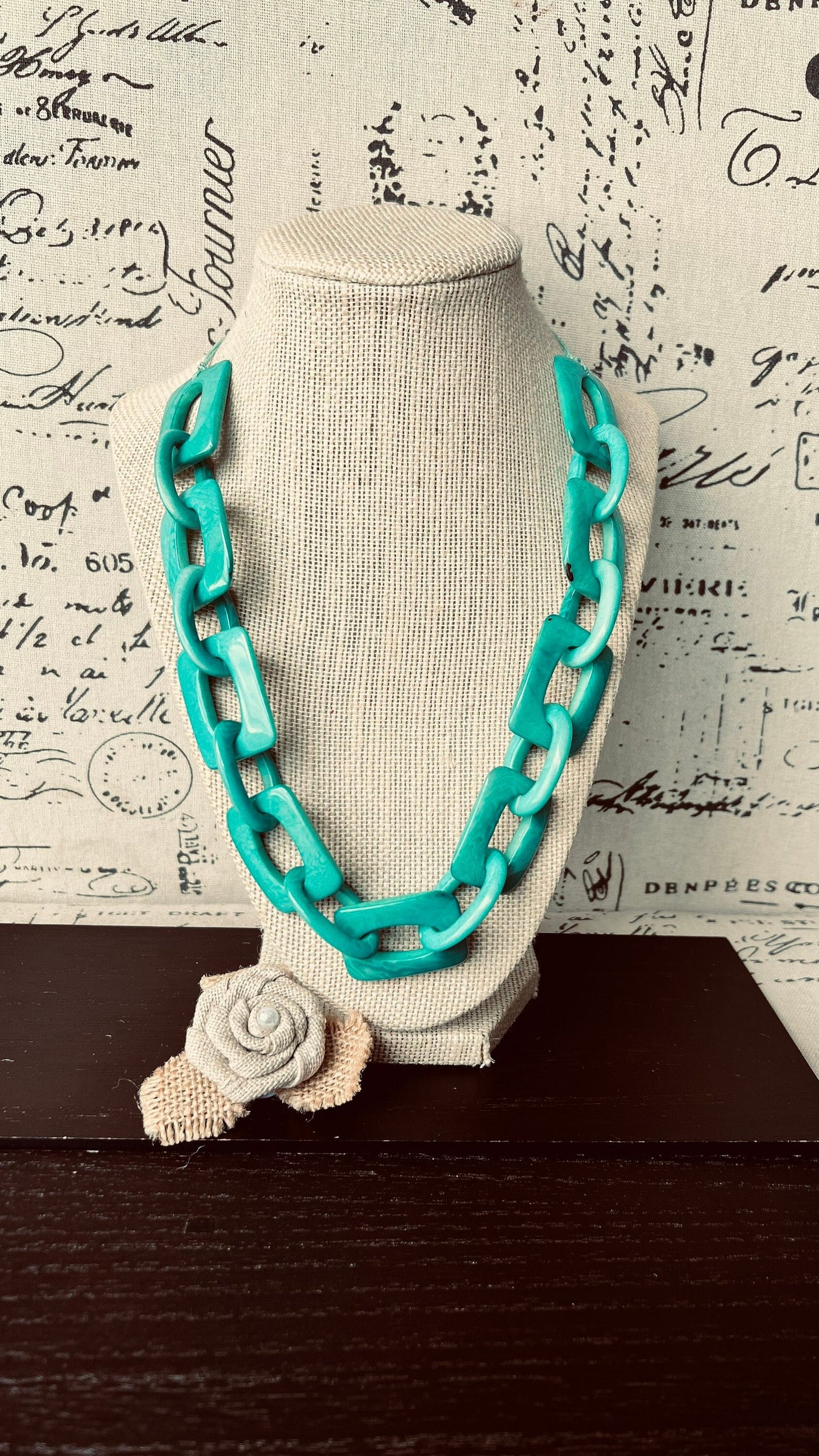 Turquoise green necklace Tagua jewelry Spring fashion trends Mothers day gifts Art to wear Adjustable Chain link necklace Wearable art