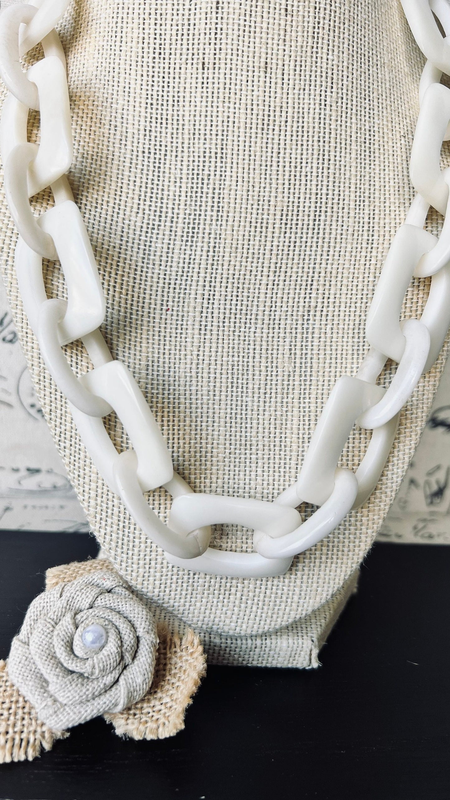14 year Anniversary gift for wife Chunky chain link necklace Ivory color necklace Tagua jewelry Oversized bead Geometric statement necklace