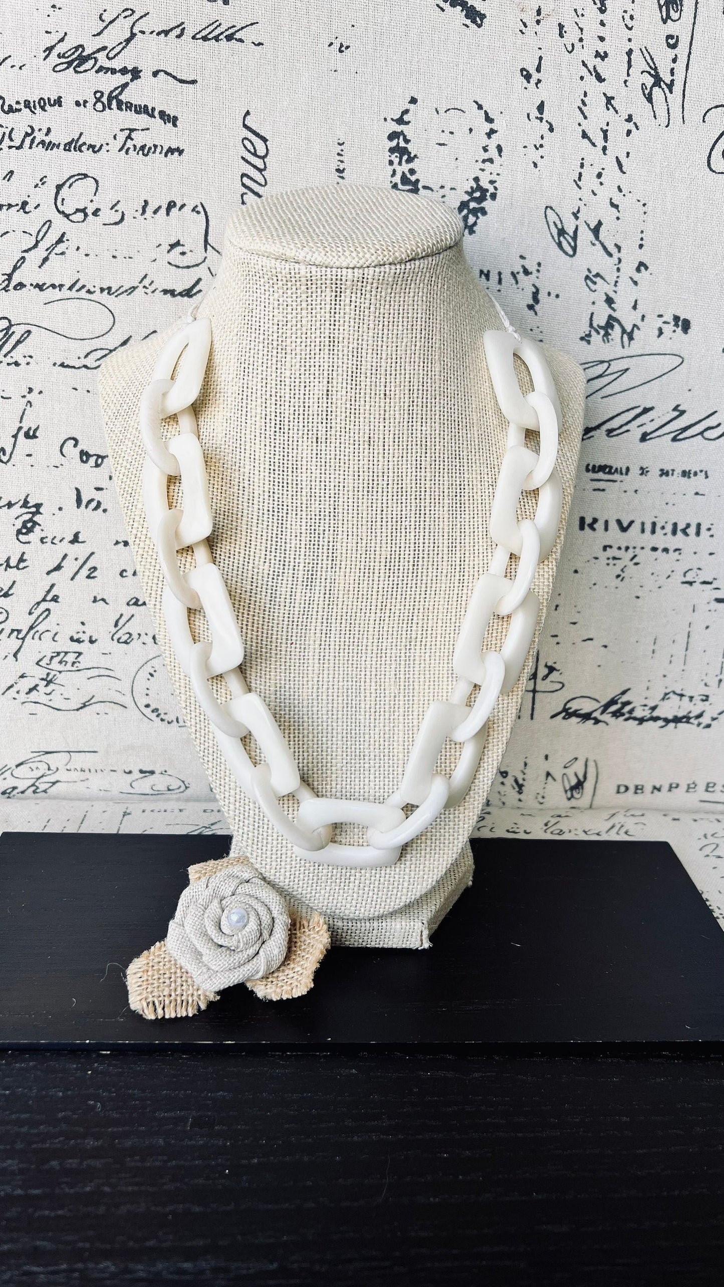 14 year Anniversary gift for wife Chunky chain link necklace Ivory color necklace Tagua jewelry Oversized bead Geometric statement necklace
