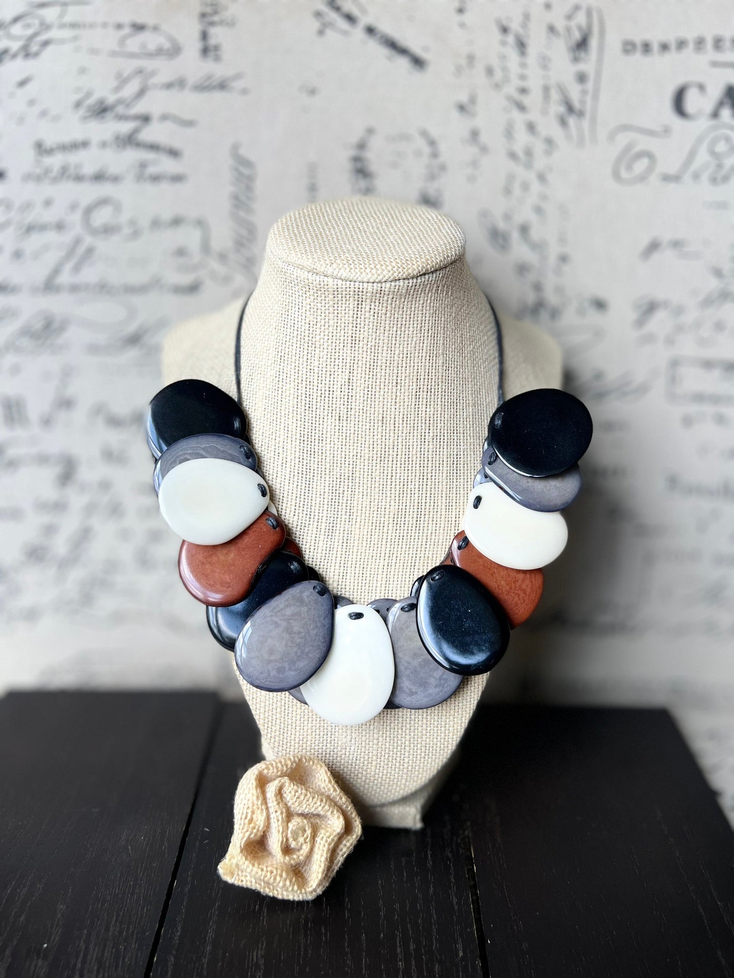 Multi color beaded necklace Adjustable cord Tagua jewelry Handmade statement necklace Fall fashion 2025s Wearable art Art to wear