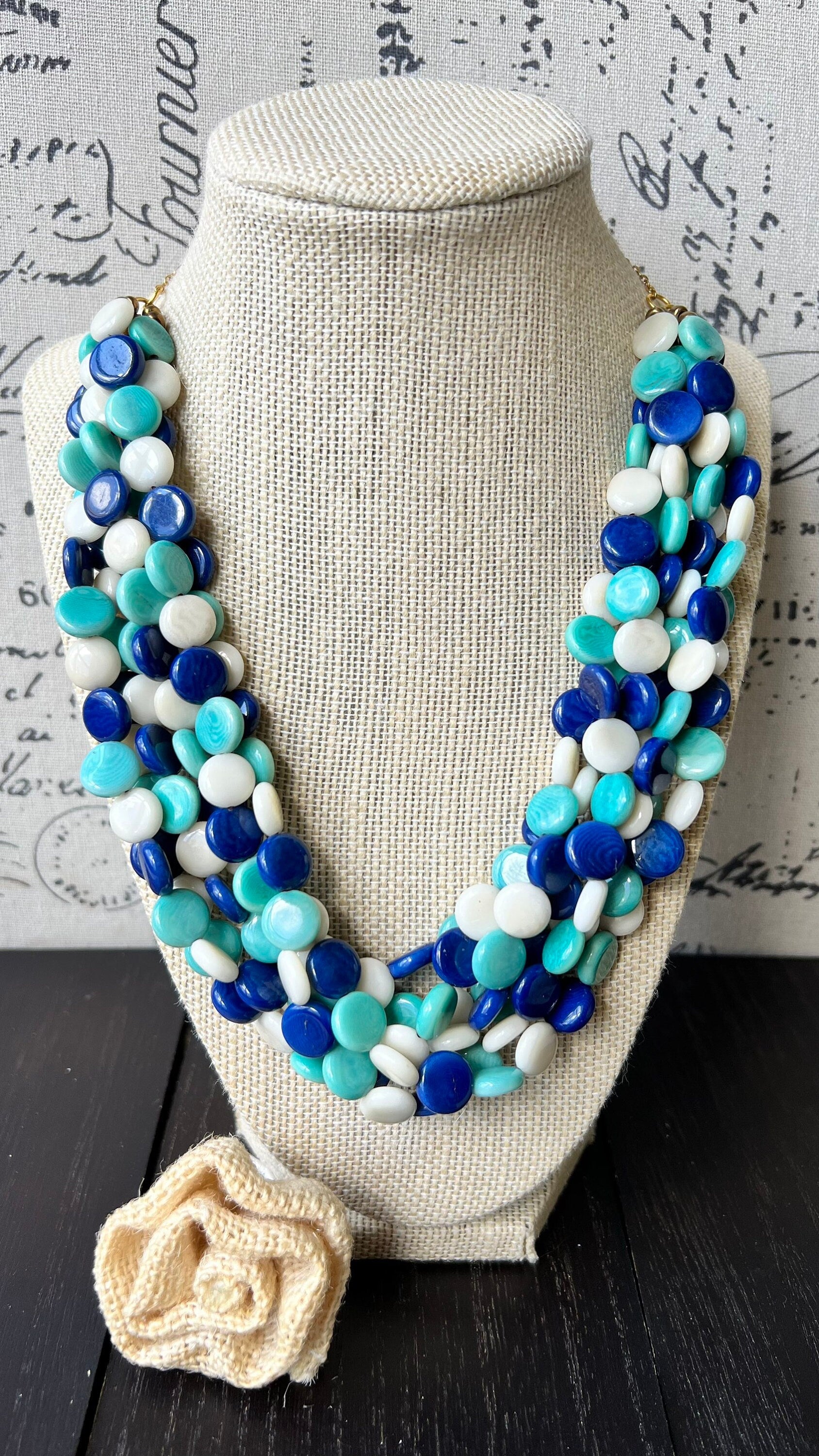 Turquoise blue handmade necklace Tagua jewelry Fall fashion 2025s Fall fashion 2025 Art to wear Handmade beaded necklace Adjustable chain