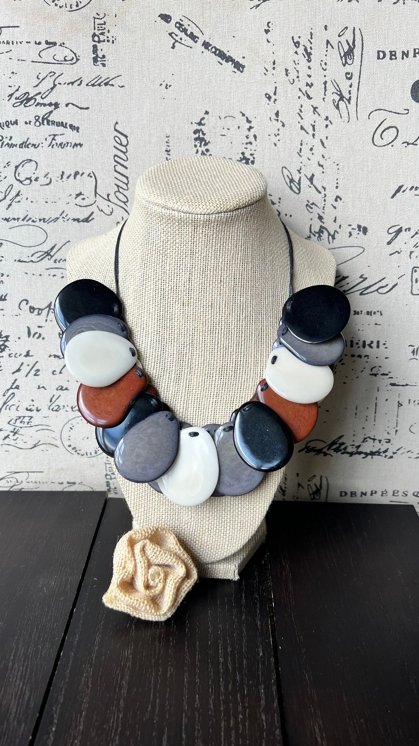 Multi color beaded necklace Adjustable cord Tagua jewelry Handmade statement necklace Fall fashion 2025s Wearable art Art to wear