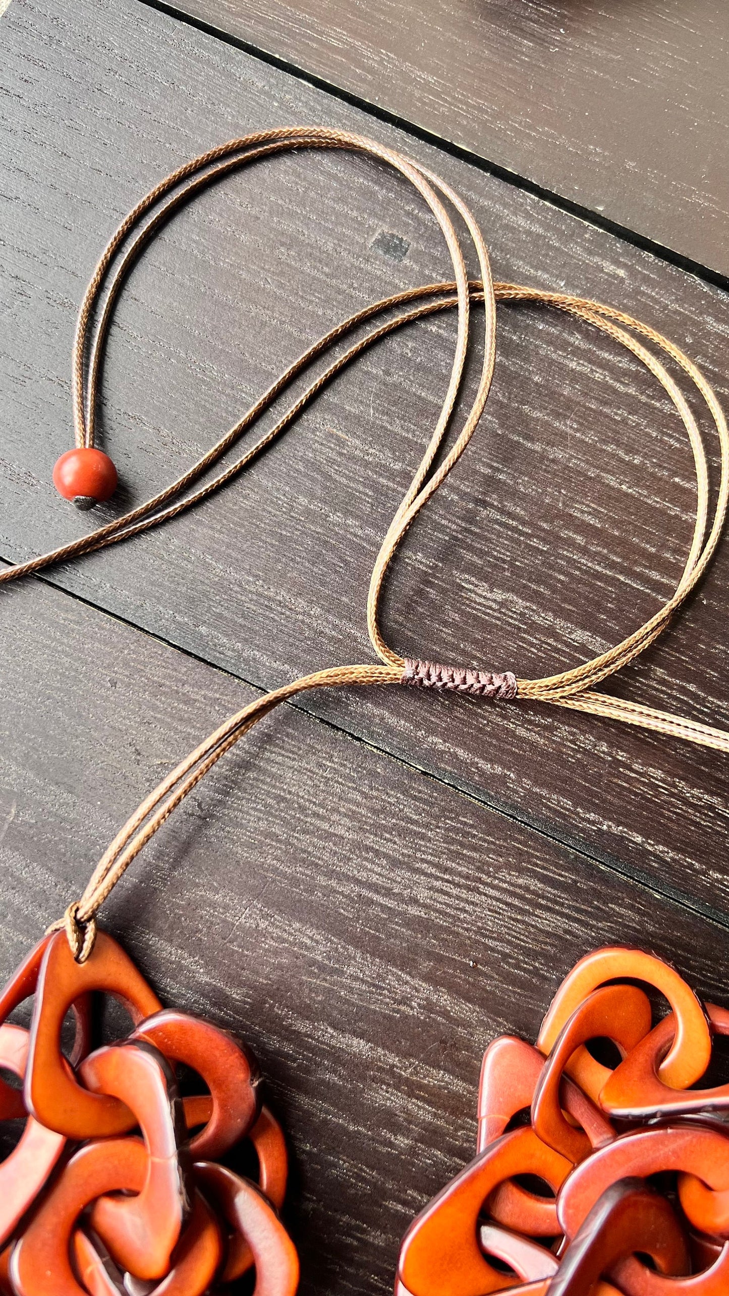 Mustard Yellow Tagua Necklace, Bold Interlocked Loops, Chunky Chain Beaded Necklace