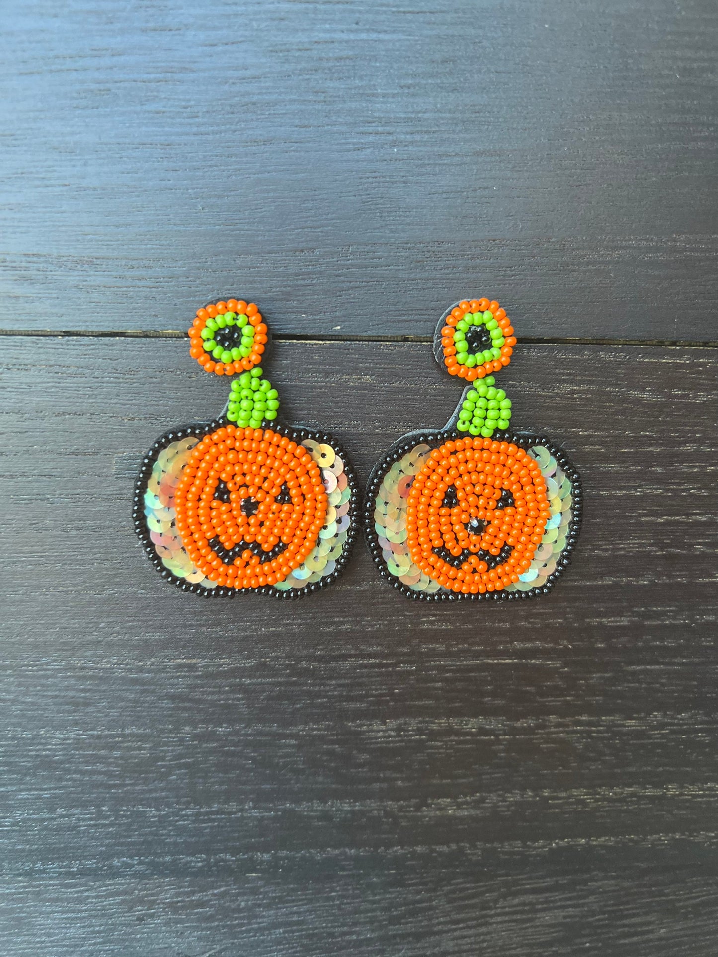 Pumpkin earrings Halloween jewelry for women Seed bead earrings for costumes and parties Fall fashion trend Orange statement handmade dangle