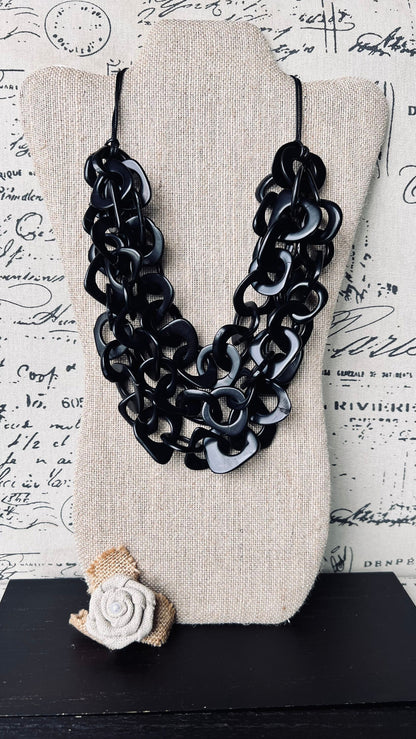 Black statement necklace Tagua nut jewelry Adjustable cord Big bold necklaces Spring fashion Wearable art Mothers day gifts Art to wear