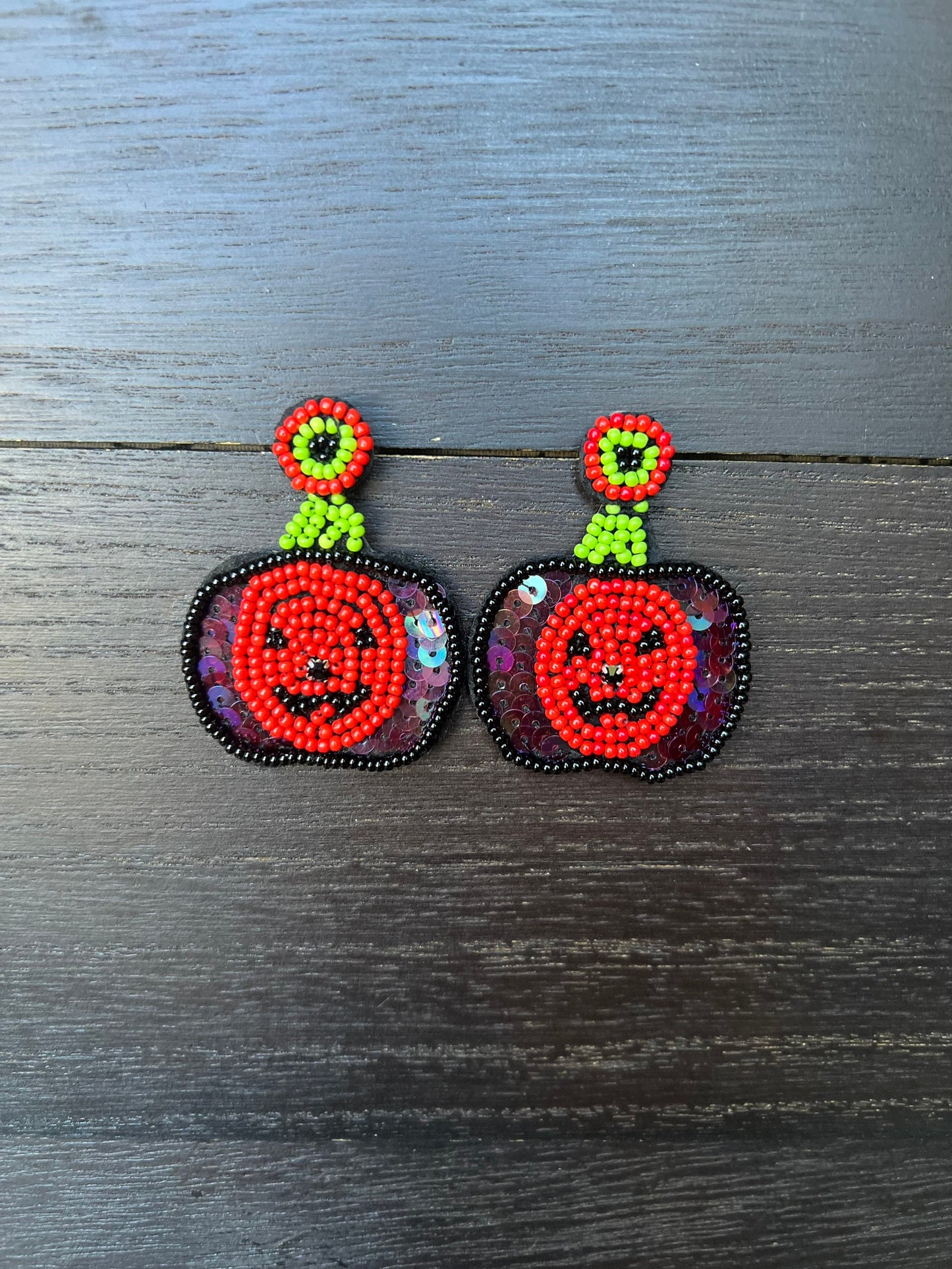 Halloween jewelry for women Pumpkin dangle earrings Seed bead drop earrings Fall fashion trend Orange statement earrings Autumn party gifts