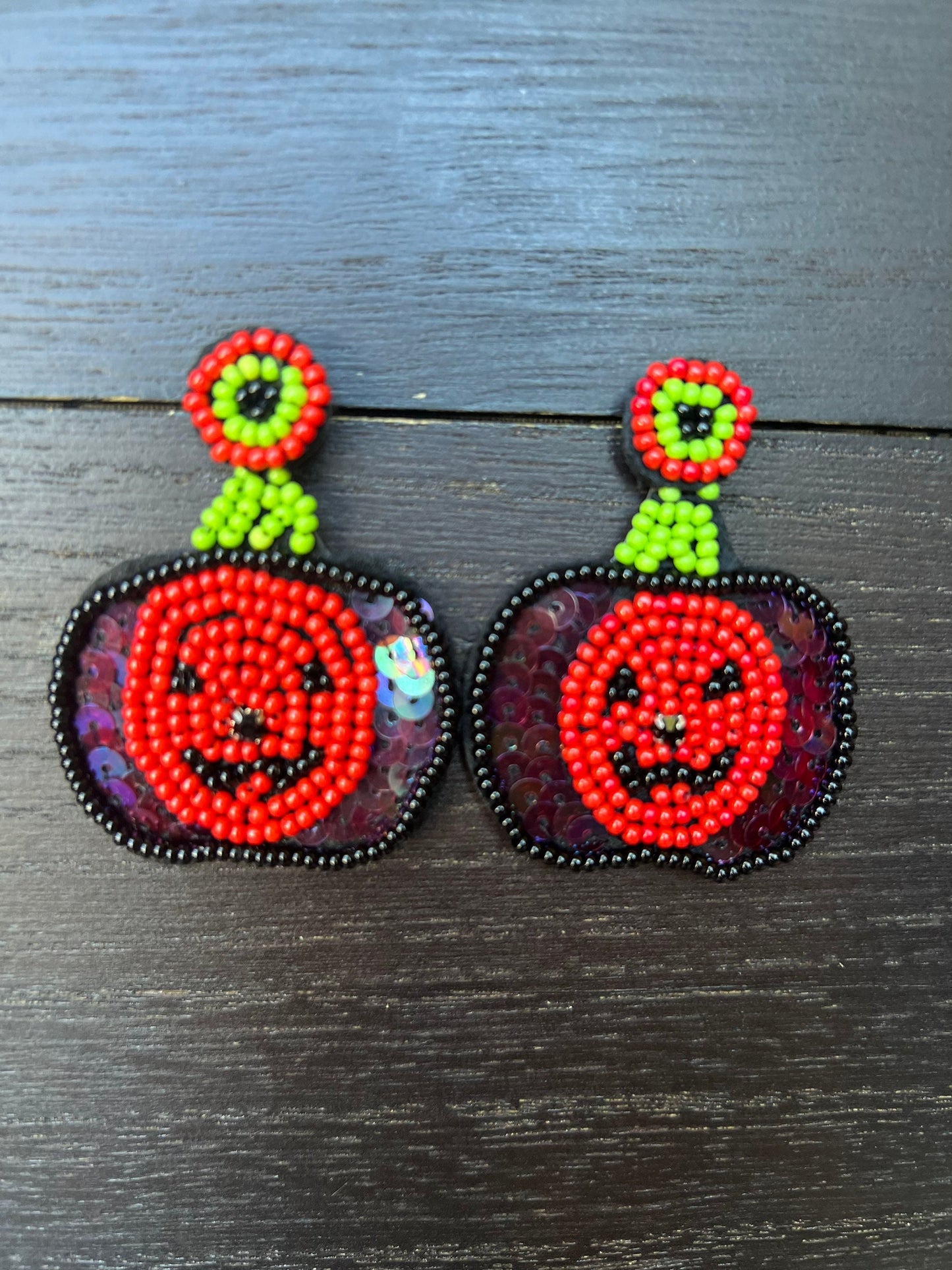 Halloween jewelry for women Pumpkin dangle earrings Seed bead drop earrings Fall fashion trend Orange statement earrings Autumn party gifts