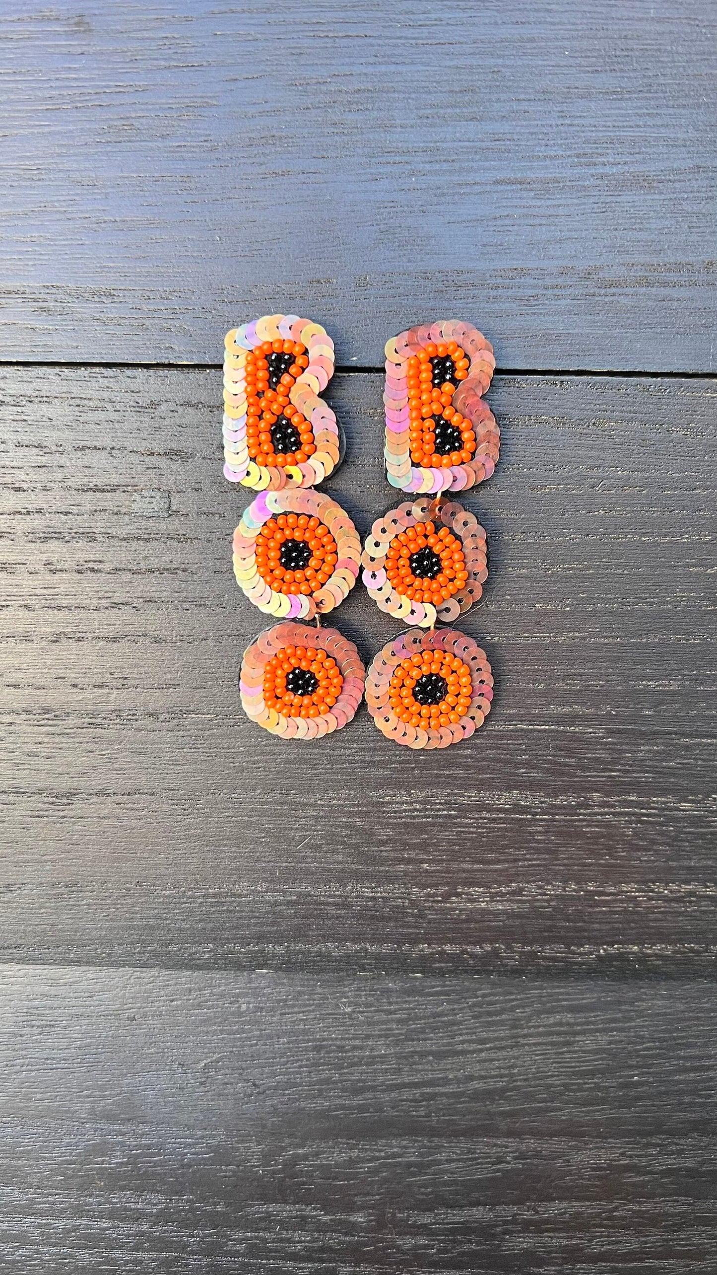 Boo seed bead earrings Halloween jewelry for women Seed bead drop earrings Fall fashion trend Orange long lightweight dangles