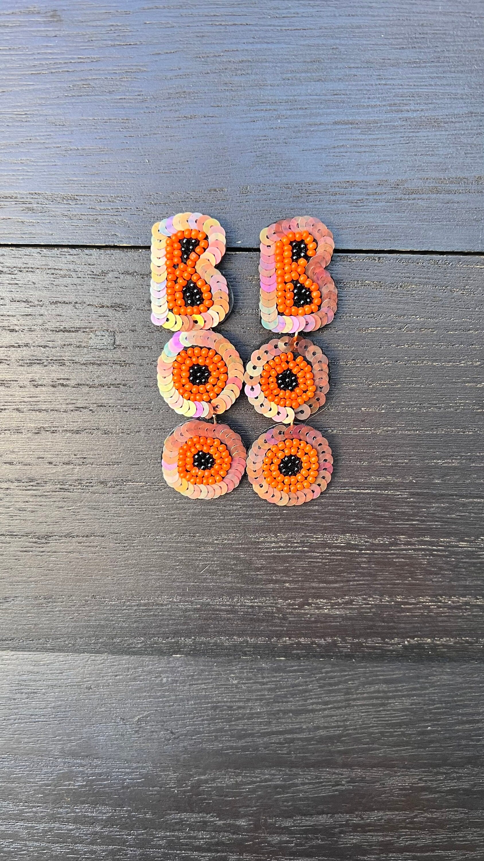 Boo seed bead earrings Halloween jewelry for women Seed bead drop earrings Fall fashion trend Orange long lightweight dangles