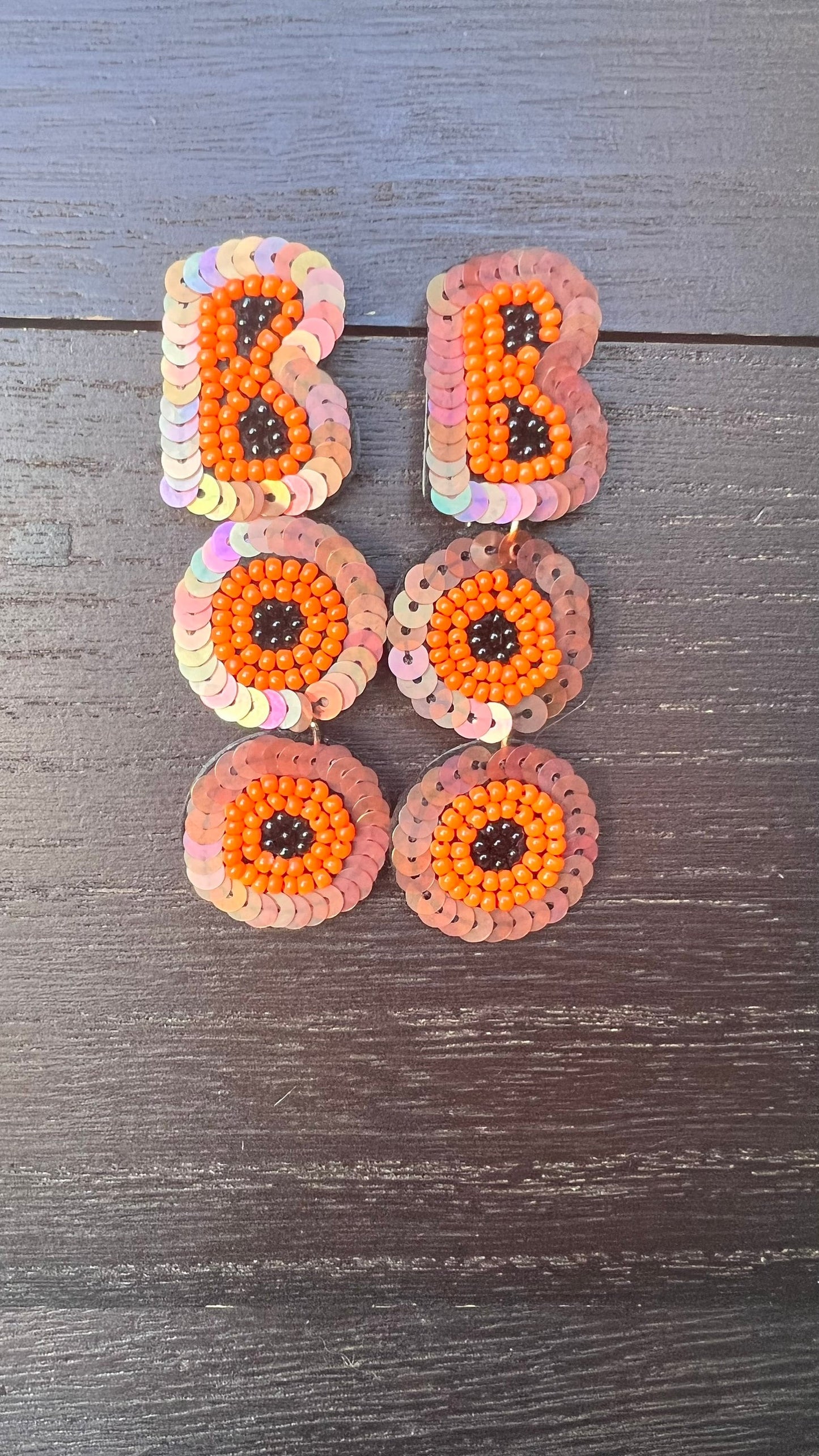 Boo seed bead earrings Halloween jewelry for women Seed bead drop earrings Fall fashion trend Orange long lightweight dangles