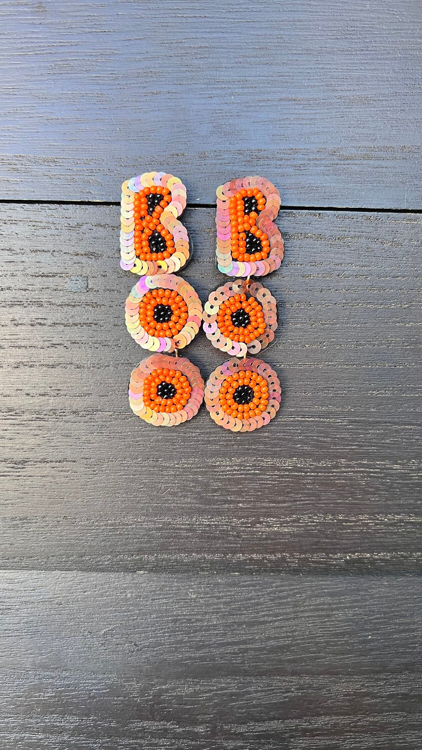 Boo seed bead earrings Halloween jewelry for women Seed bead drop earrings Fall fashion trend Orange long lightweight dangles