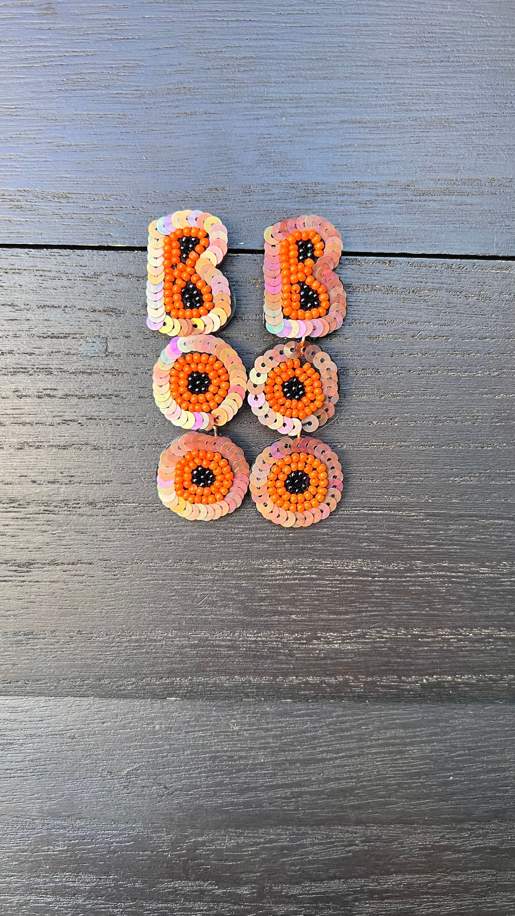 Boo seed bead earrings Halloween jewelry for women Seed bead drop earrings Fall fashion trend Orange long lightweight dangles