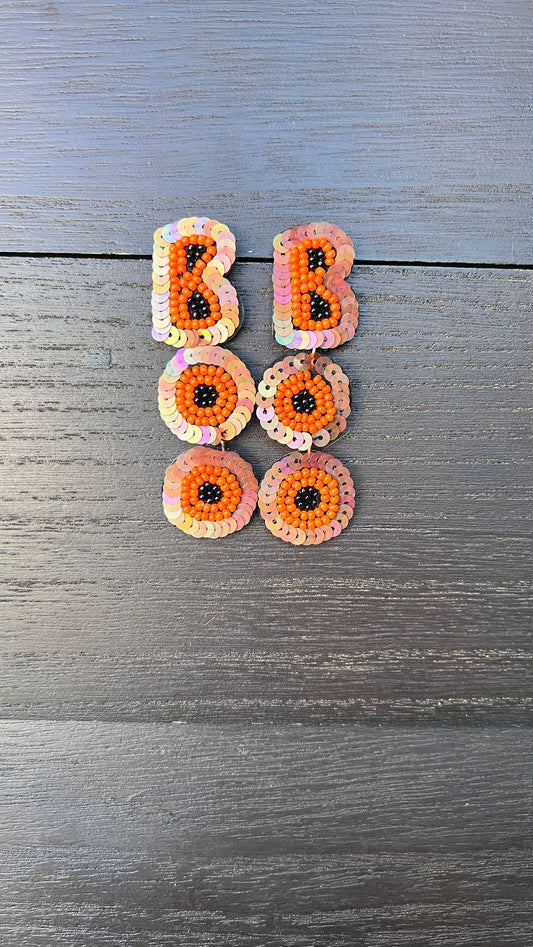 Boo seed bead earrings Halloween jewelry for women Seed bead drop earrings Fall fashion trend Orange long lightweight dangles