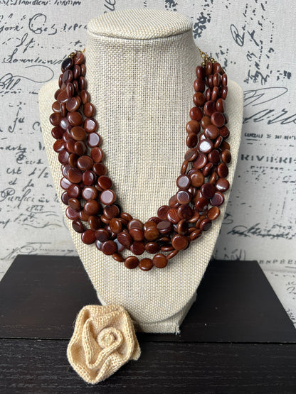 Brown beaded necklace Big bold necklace Tagua jewelry Fall fashion 2025s Wearable art Multi layer necklace Artsy gifts Fall fashion