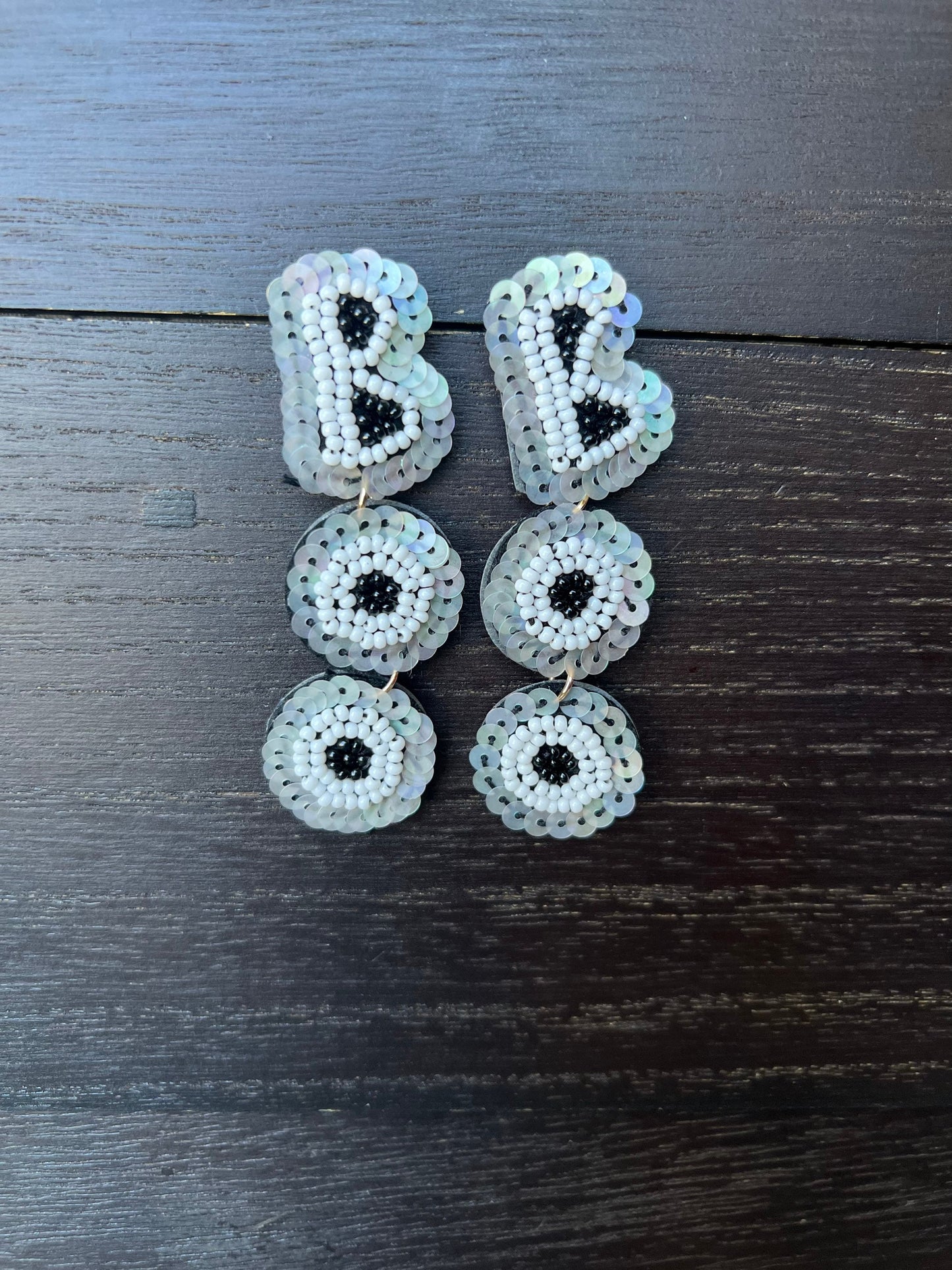 Boo seed bead earrings Halloween jewelry for women Seed bead drop earrings Fall fashion trend Long lightweight dangles Gifts for her