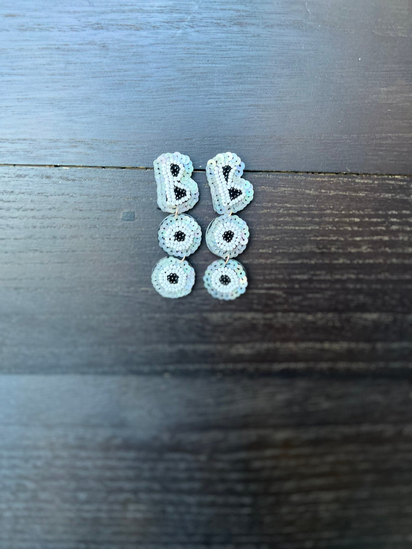 Boo seed bead earrings Halloween jewelry for women Seed bead drop earrings Fall fashion trend Long lightweight dangles Gifts for her