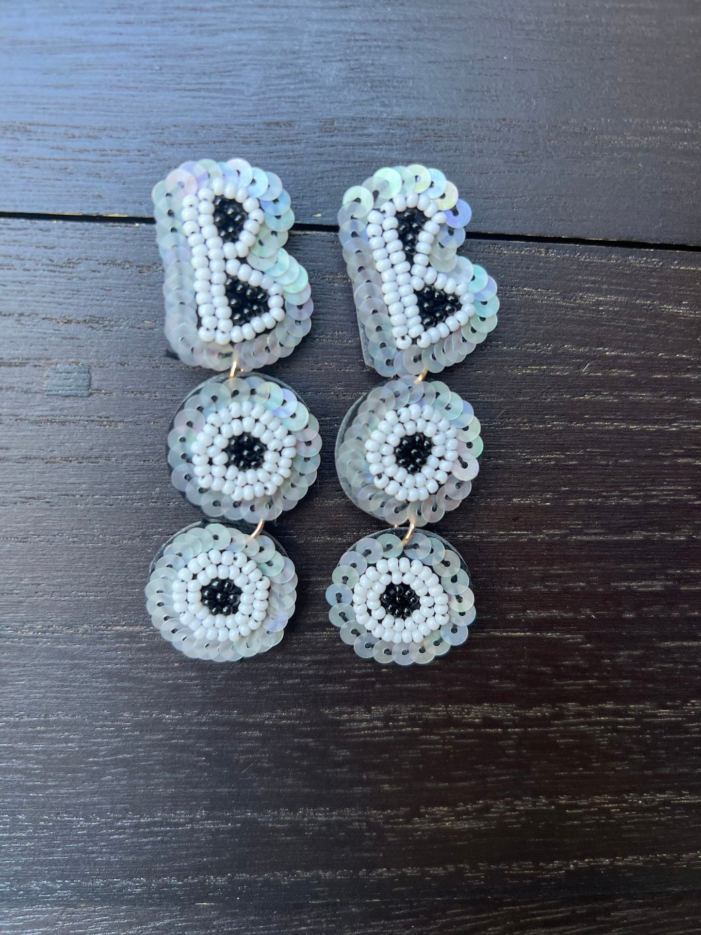 Boo seed bead earrings Halloween jewelry for women Seed bead drop earrings Fall fashion trend Long lightweight dangles Gifts for her