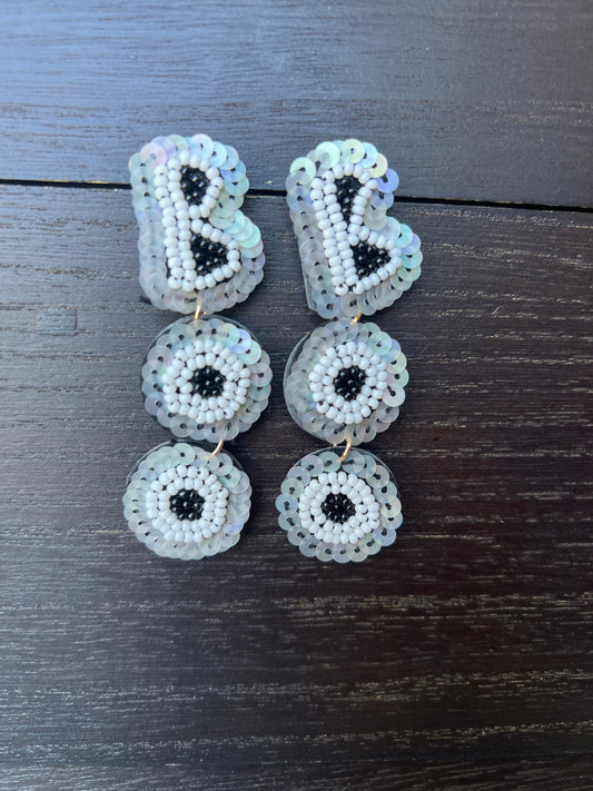 Boo seed bead earrings Halloween jewelry for women Seed bead drop earrings Fall fashion trend Long lightweight dangles Gifts for her