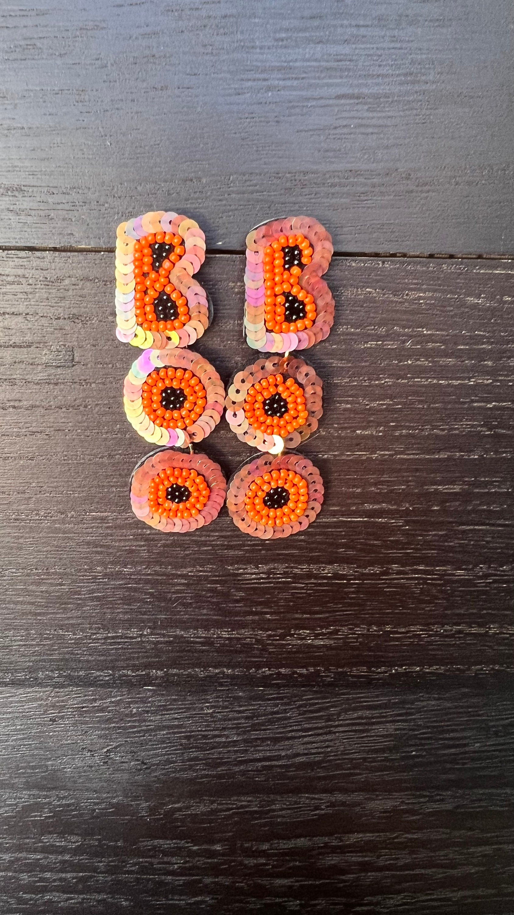 Boo seed bead earrings Halloween jewelry for women Seed bead drop earrings Fall fashion trend Orange long lightweight dangles