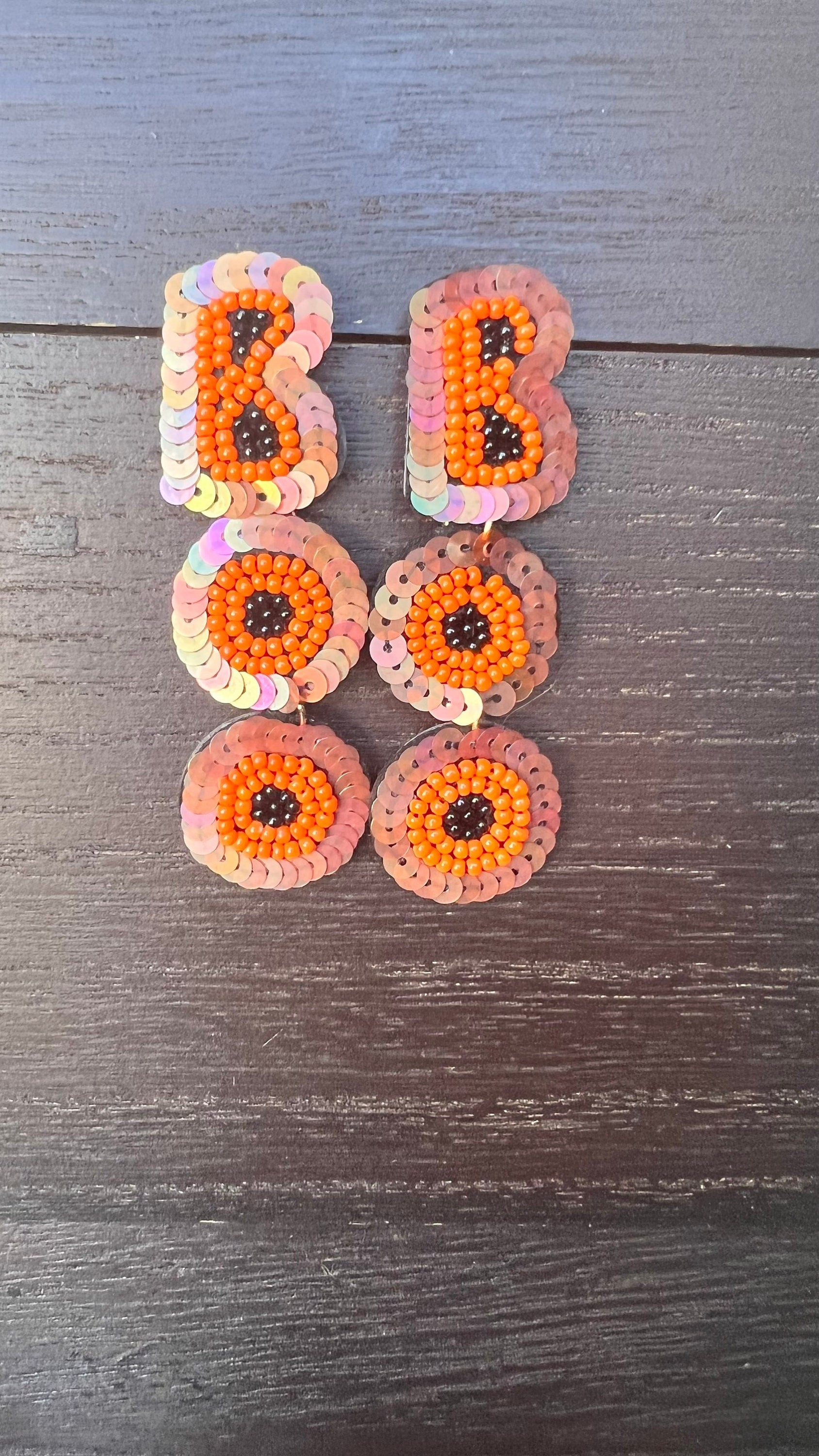 Boo seed bead earrings Halloween jewelry for women Seed bead drop earrings Fall fashion trend Orange long lightweight dangles