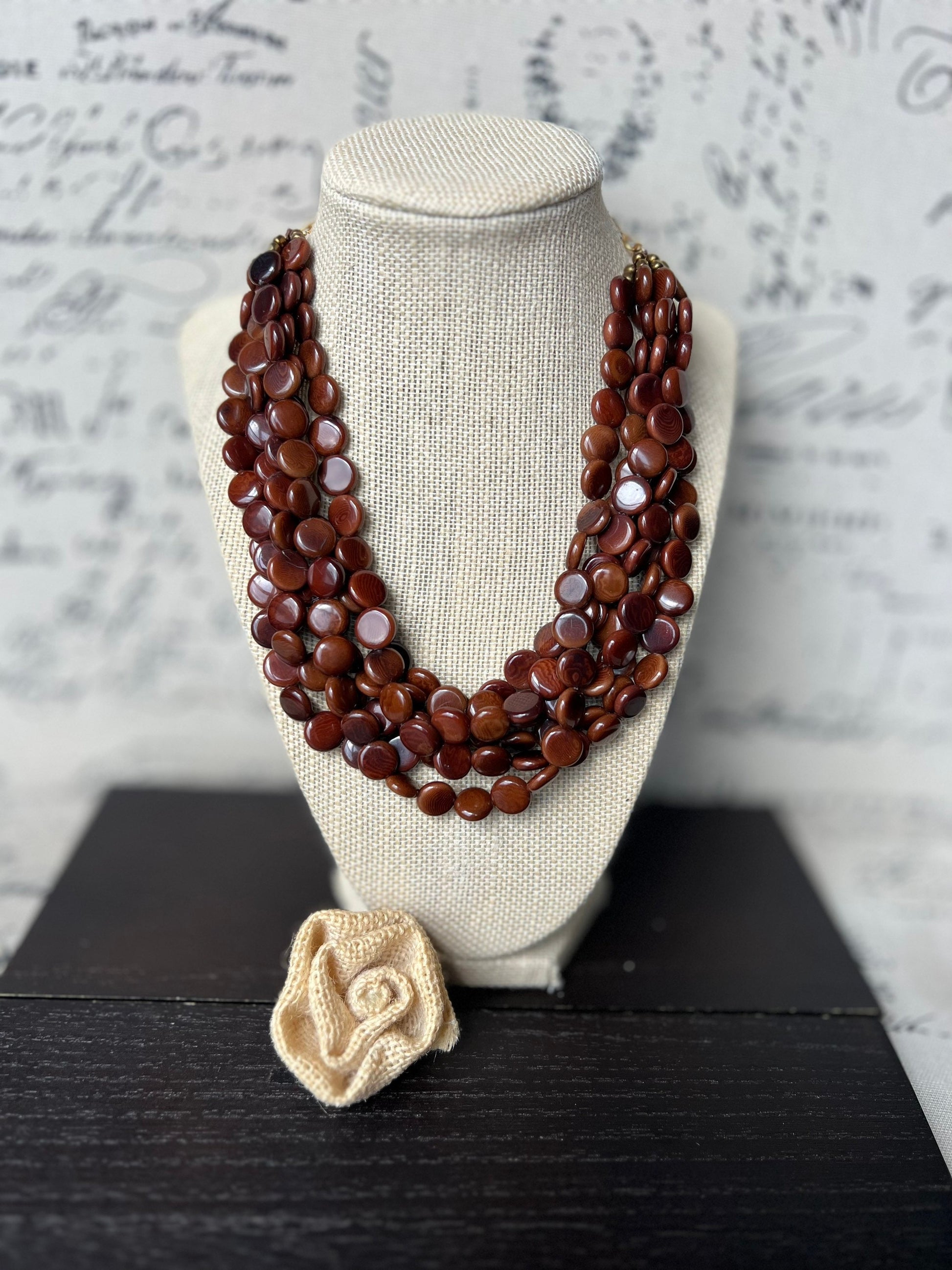 Brown beaded necklace Big bold necklace Tagua jewelry Fall fashion 2025s Wearable art Multi layer necklace Artsy gifts Fall fashion