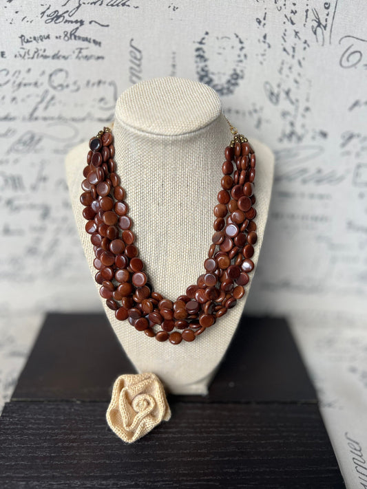 Brown beaded necklace Big bold necklace Tagua jewelry Fall fashion 2025s Wearable art Multi layer necklace Artsy gifts Fall fashion