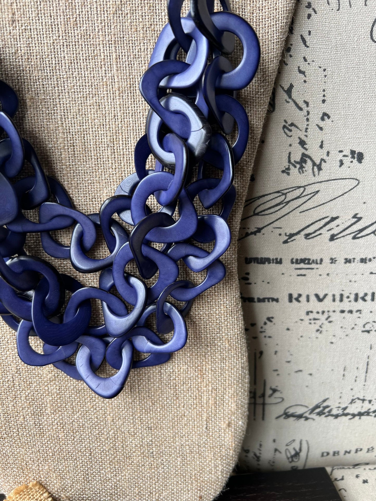 Lavender blue necklace Adjustable cord Christmas gift for wife Tagua jewelry Wearable art Fall fashion trends Multi strand necklace