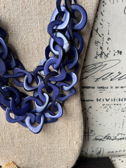 Lavender blue necklace Adjustable cord Christmas gift for wife Tagua jewelry Wearable art Fall fashion trends Multi strand necklace