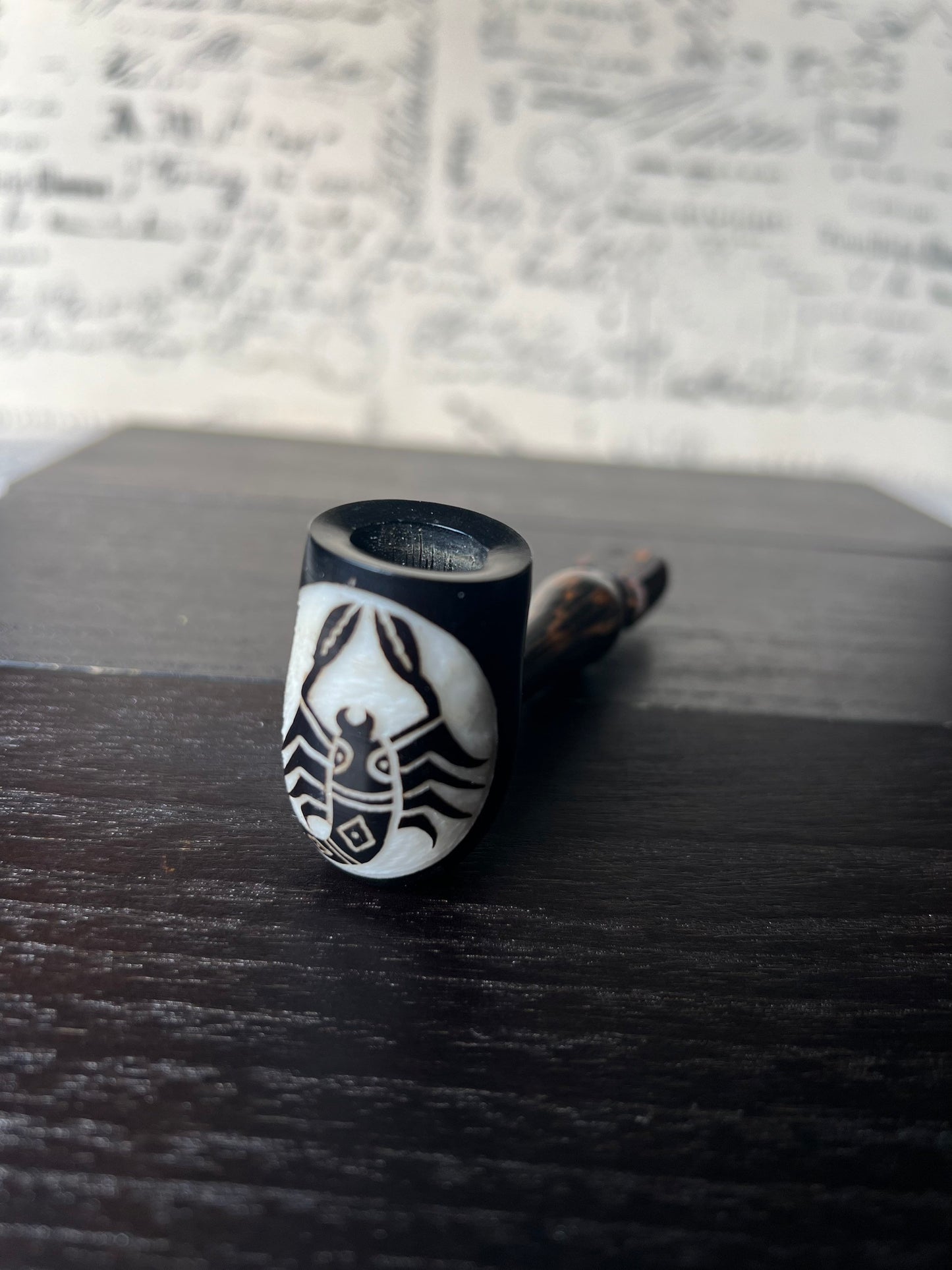 Scorpio Zodiac Astrology Tobacco Pipe for Smoking Handcrafted smoking bowl Tagua Unique tribal hand pipe Shamanic healing tools Hippie style