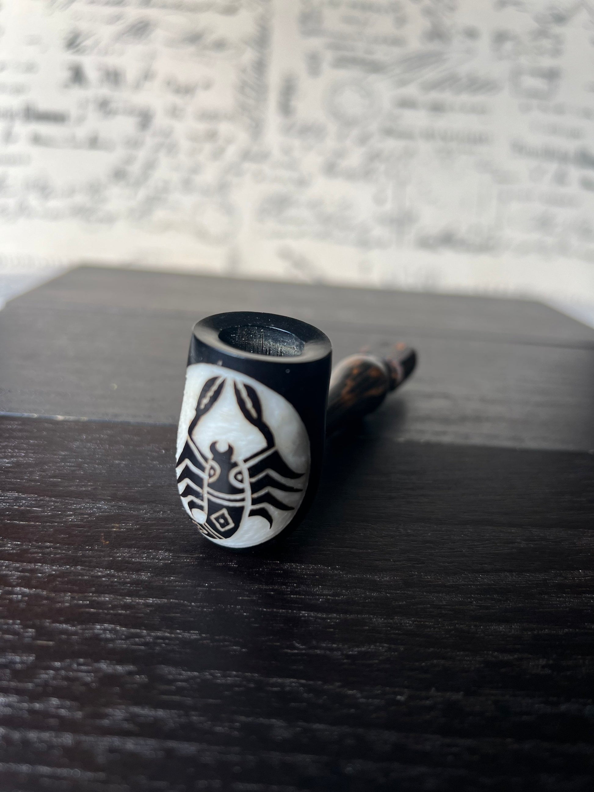 Scorpio Zodiac Astrology Tobacco Pipe for Smoking Handcrafted smoking bowl Tagua Unique tribal hand pipe Shamanic healing tools Hippie style