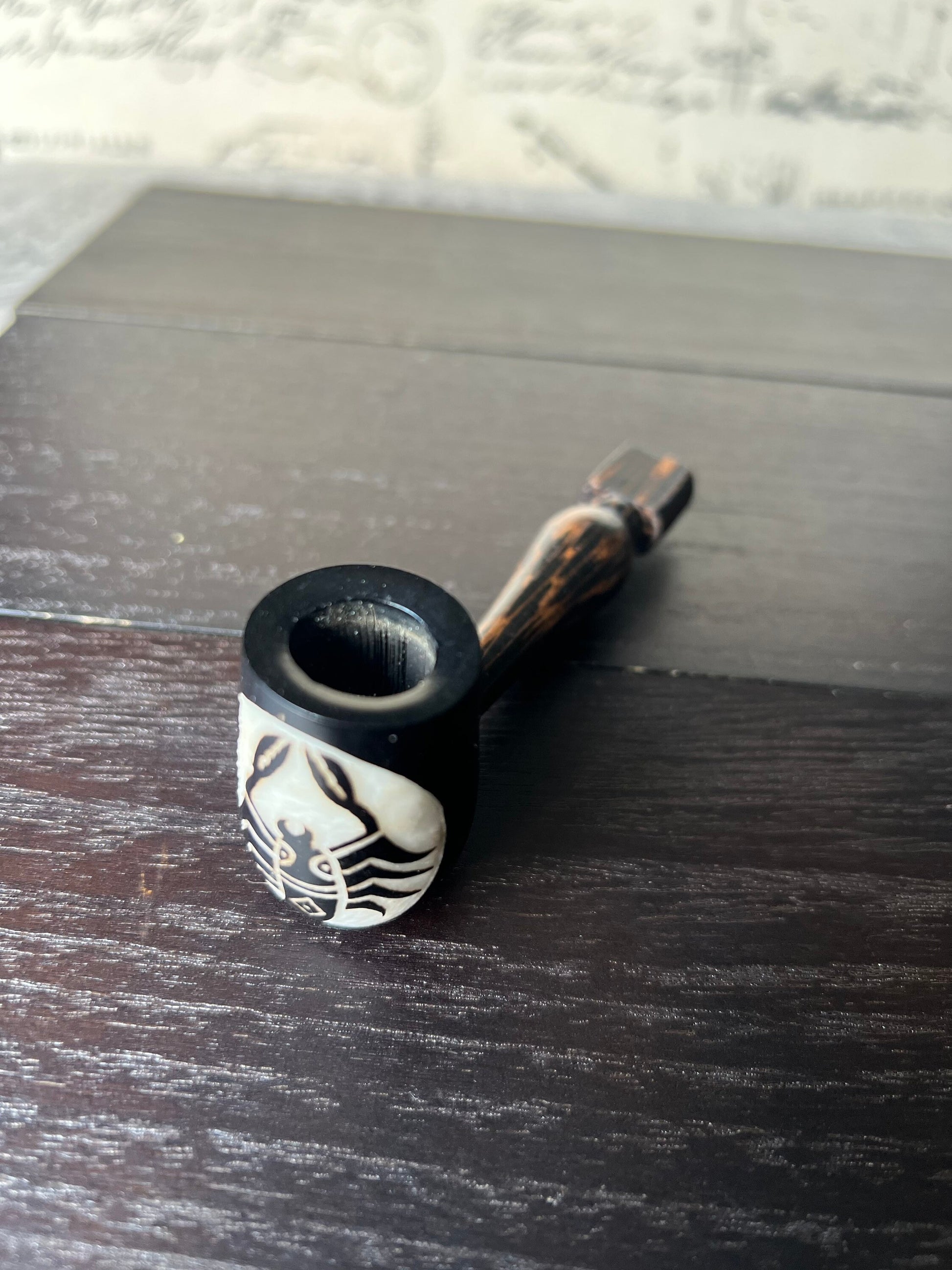 Scorpio Zodiac Astrology Tobacco Pipe for Smoking Handcrafted smoking bowl Tagua Unique tribal hand pipe Shamanic healing tools Hippie style