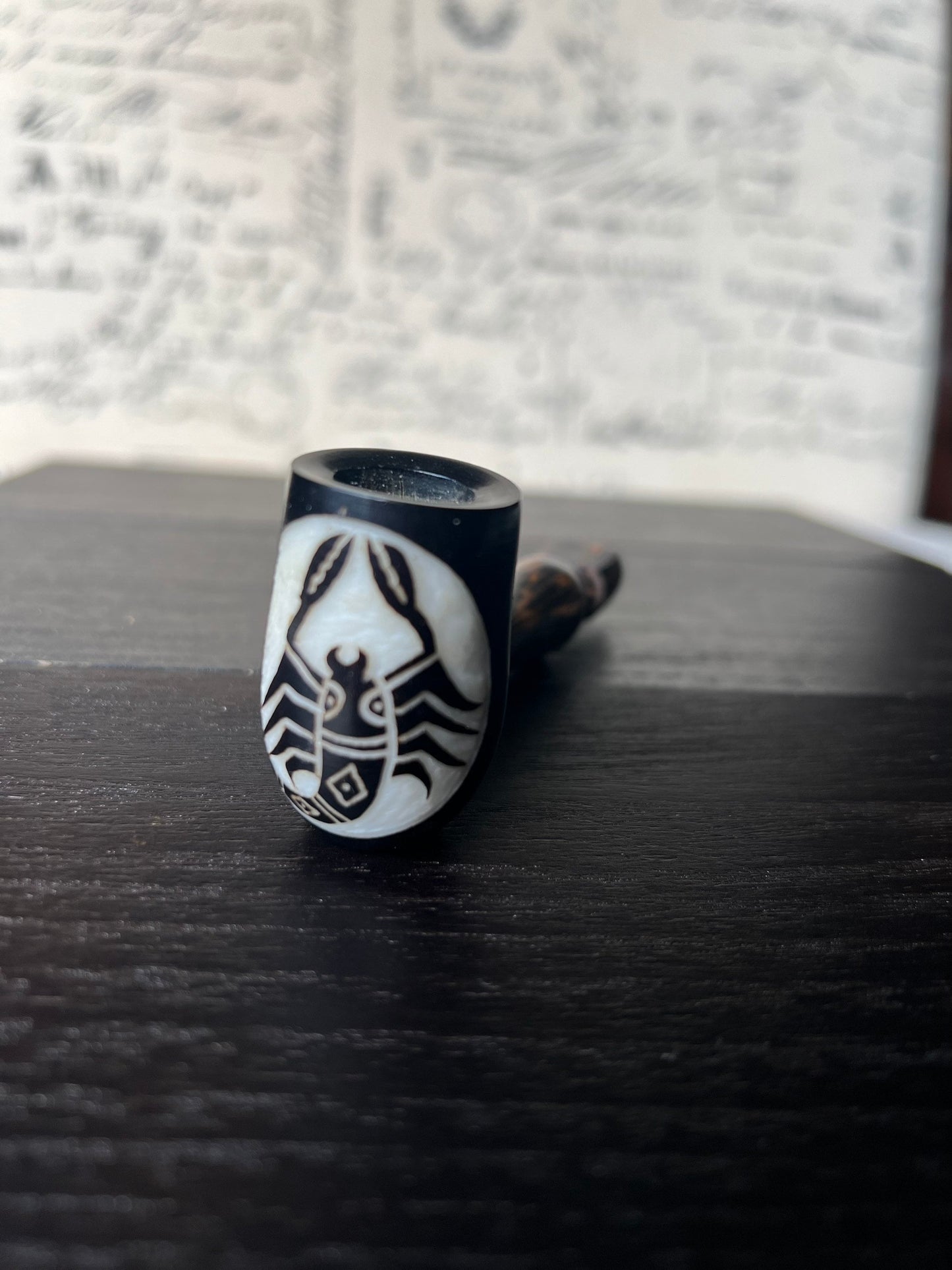 Scorpio Zodiac Astrology Tobacco Pipe for Smoking Handcrafted smoking bowl Tagua Unique tribal hand pipe Shamanic healing tools Hippie style