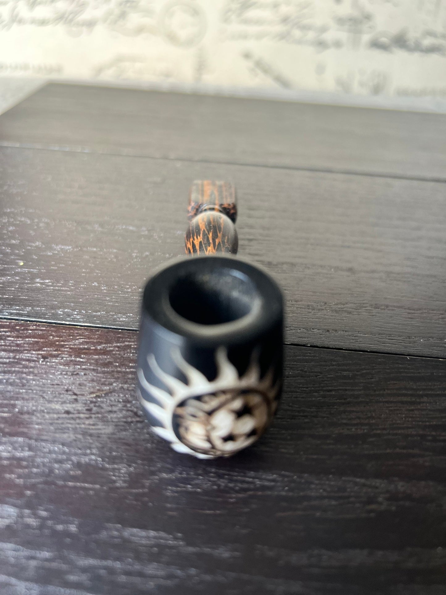 Sun moon stars smoking pipe Handcrafted smoking bowl Tagua nut Unique tribal hand pipe Shamanic healing tools Hippie style pipe Gift for her