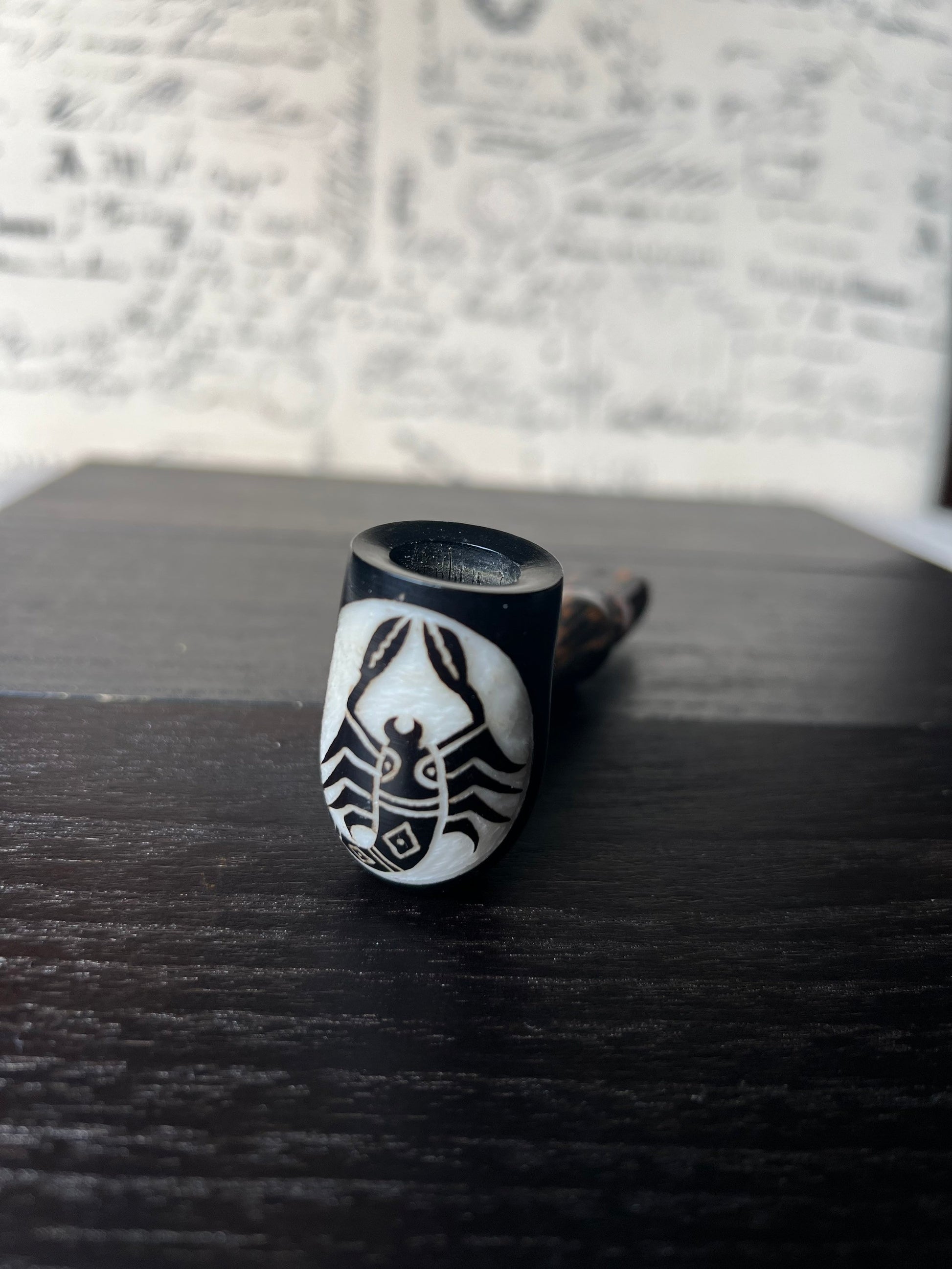 Scorpio Zodiac Astrology Tobacco Pipe for Smoking Handcrafted smoking bowl Tagua Unique tribal hand pipe Shamanic healing tools Hippie style