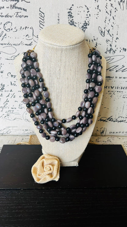 Gray beaded necklace Fashion necklace Tagua jewelry Mothers day gifts Multi layer necklace Art to wear Multi color statement collar