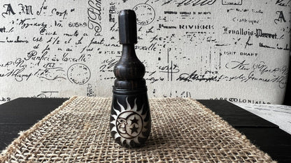 Sun moon stars smoking pipe Handmade tagua nut and wood pocket pipe One of a kind tribal hand pipe Natural Organic Gift for smokers