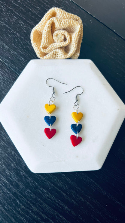 Ecuador flag earrings Dangle and drop earrings Tagua nut jewelry Waterfall earrings Gifts from Colombia Wearable art Venezuela pride