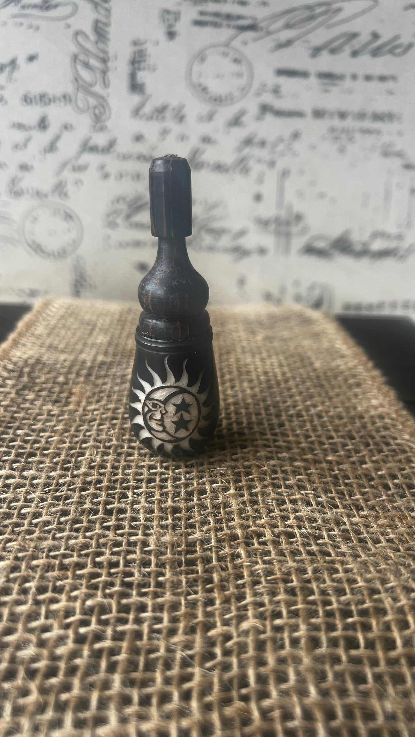 Sun moon stars smoking pipe Handmade tagua nut and wood pocket pipe One of a kind tribal hand pipe Natural Organic Gift for smokers