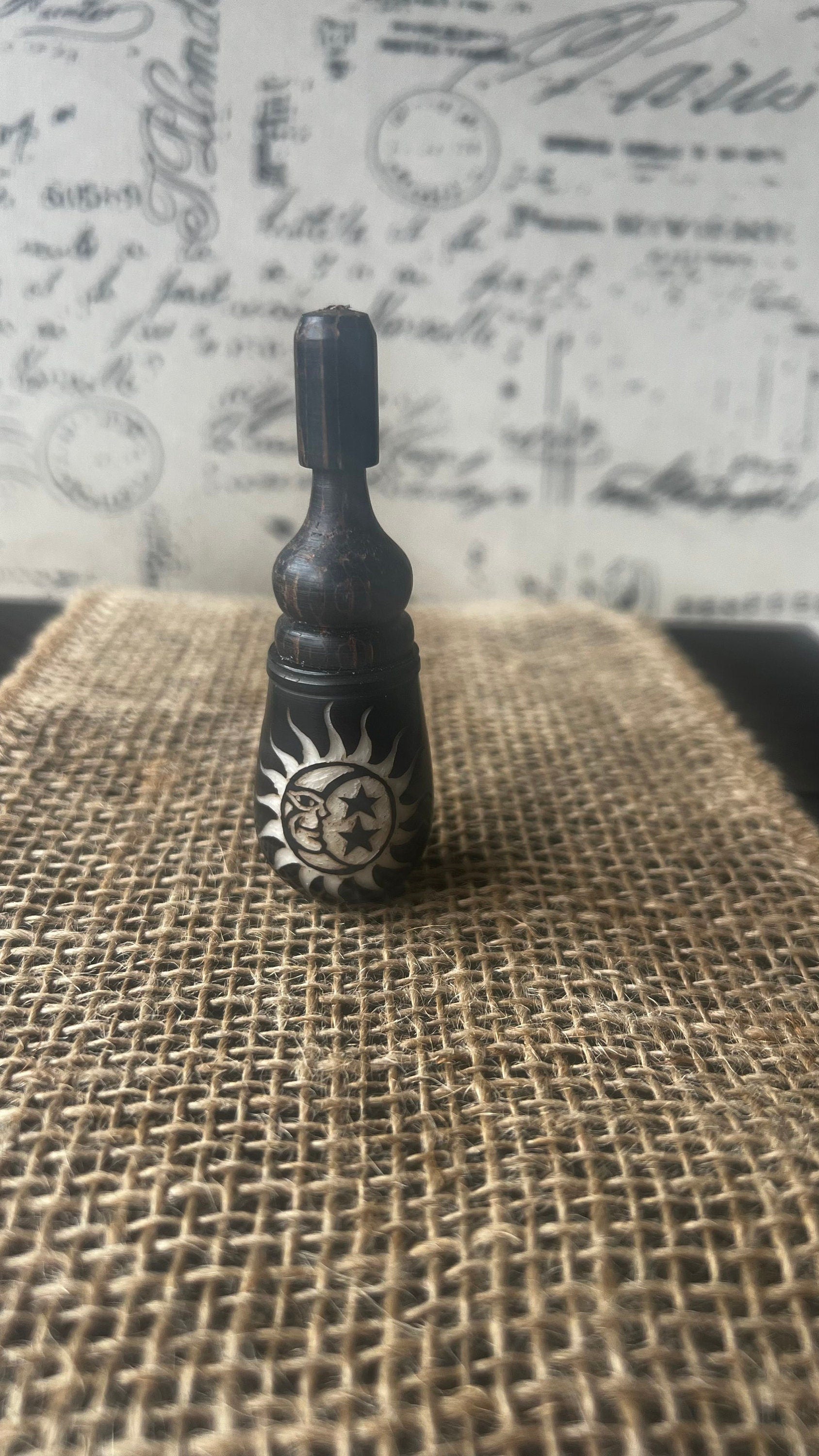 Sun moon stars smoking pipe Handmade tagua nut and wood pocket pipe One of a kind tribal hand pipe Natural Organic Gift for smokers